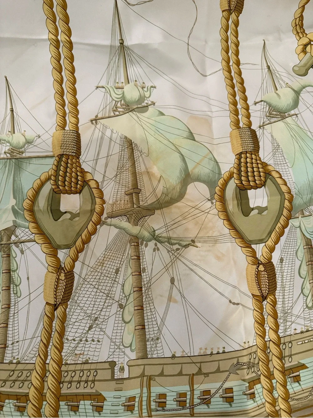 Hermes Tribord Silk Scarf Carré 90 Nautical Ship Pastel Vintage - Picture 6 of 13